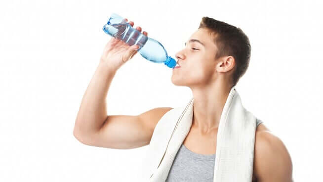 Man drinks water